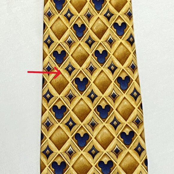 Disney Walt Disney World Silk Diamonds Discrete Mickey Mouse Silhouette Tie Gold - Picture 8 of 8